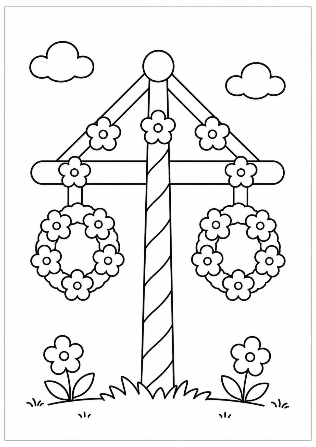 gratis målarbild för yngre barn på midsommarstång