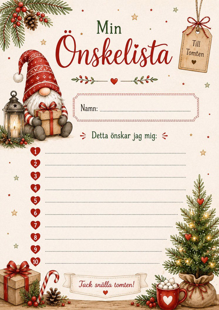 Önskelista till tomten - Gratis