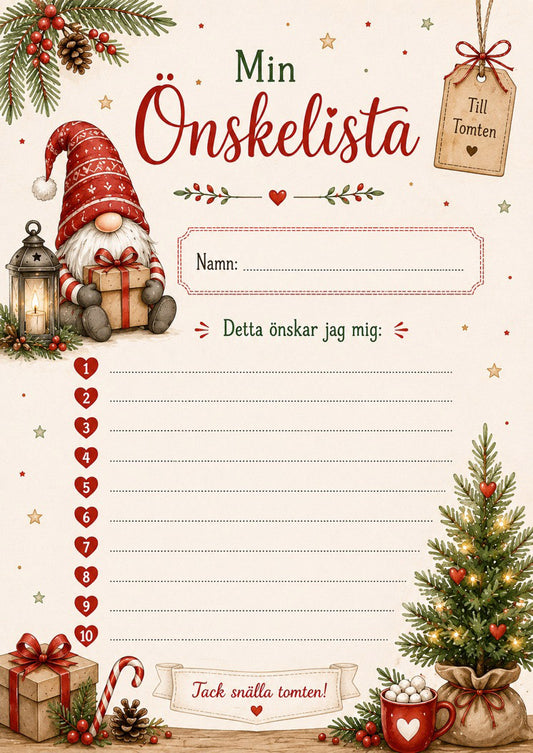 Önskelista till tomten - Gratis