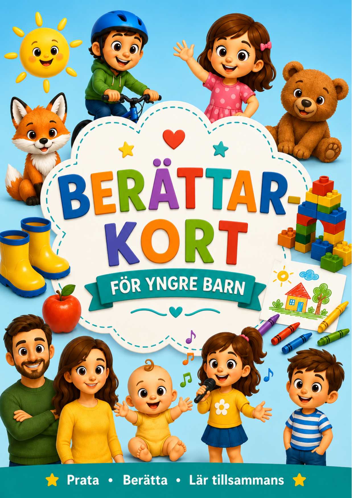 72 färgglada berättarkort för yngre barn