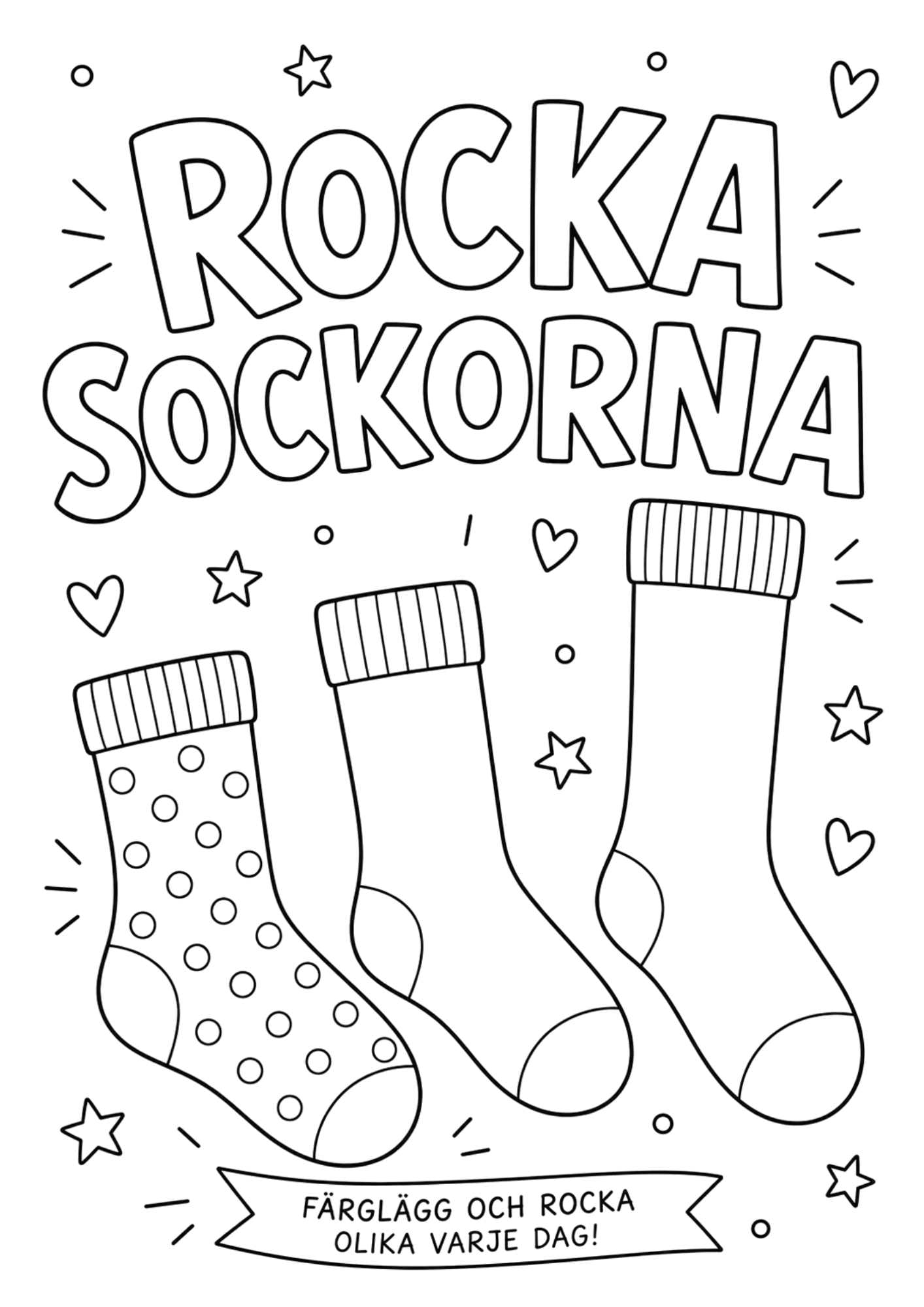 Målarbilder med strumpor till rocka sockorna dagen den 21 mars