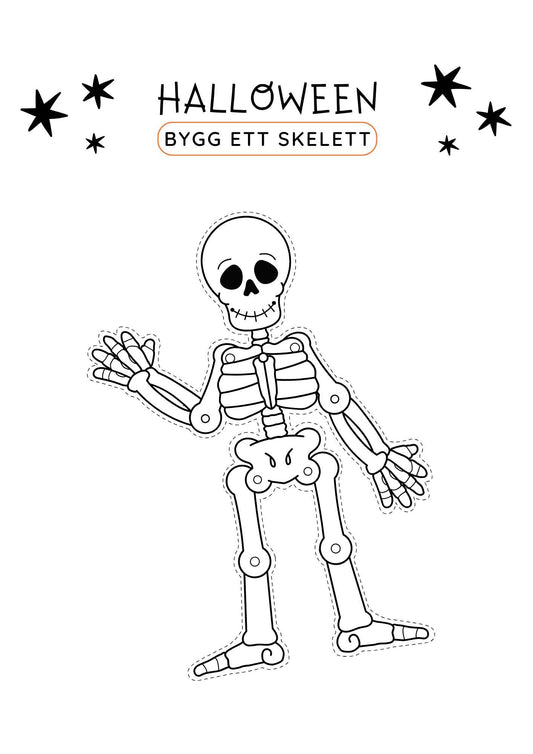 Bygg ett rörligt skelett – Halloweenpyssel att skriva ut