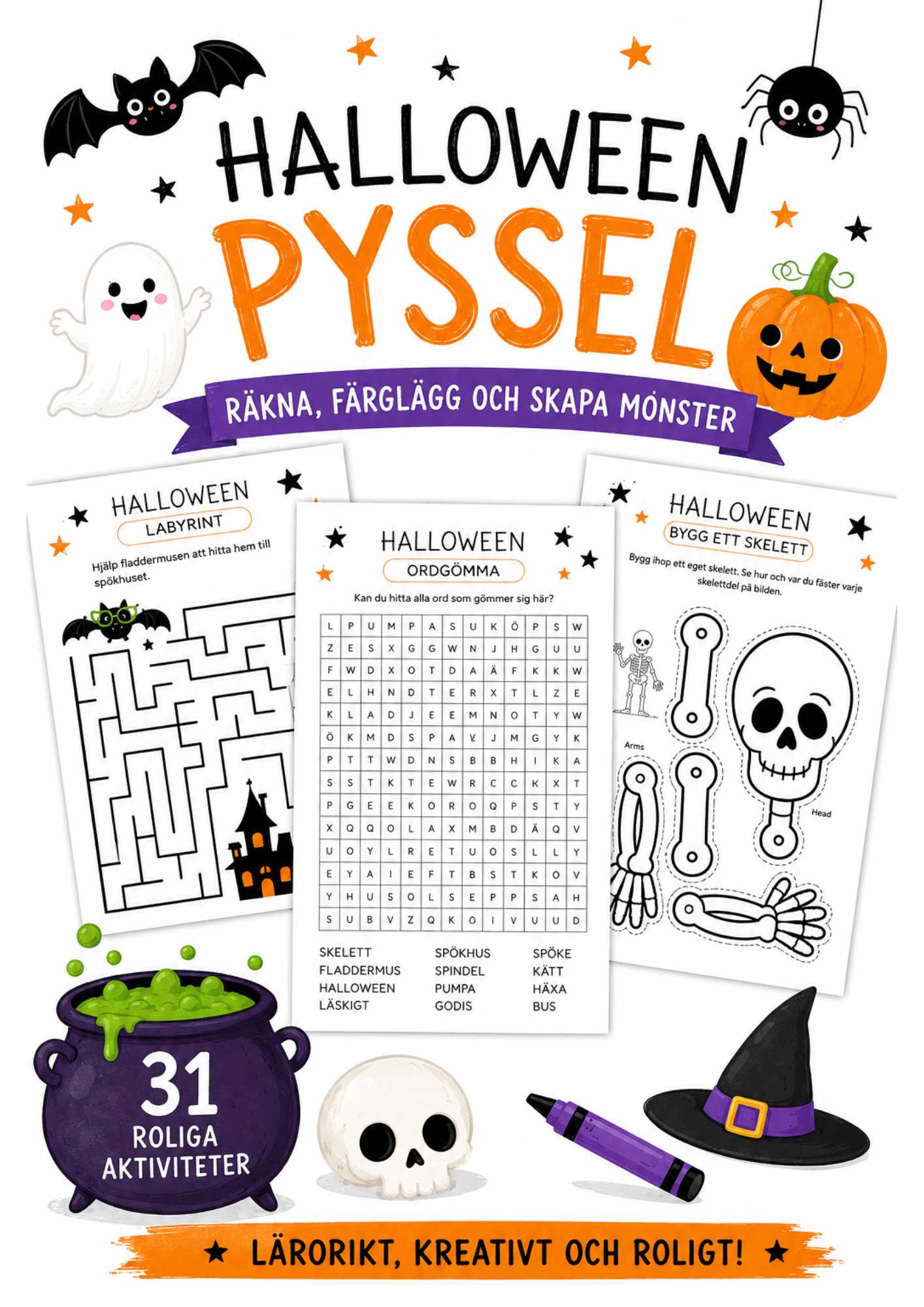 Stora Halloweenpaketet – 31 roliga pyssel för barn