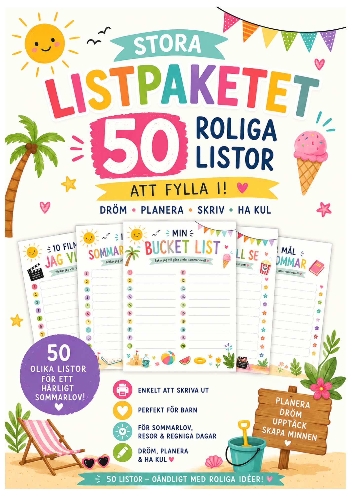 50 listor för barn att fylla i – Stora listpaketet