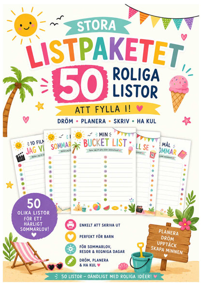 50 listor för barn att fylla i – Stora listpaketet