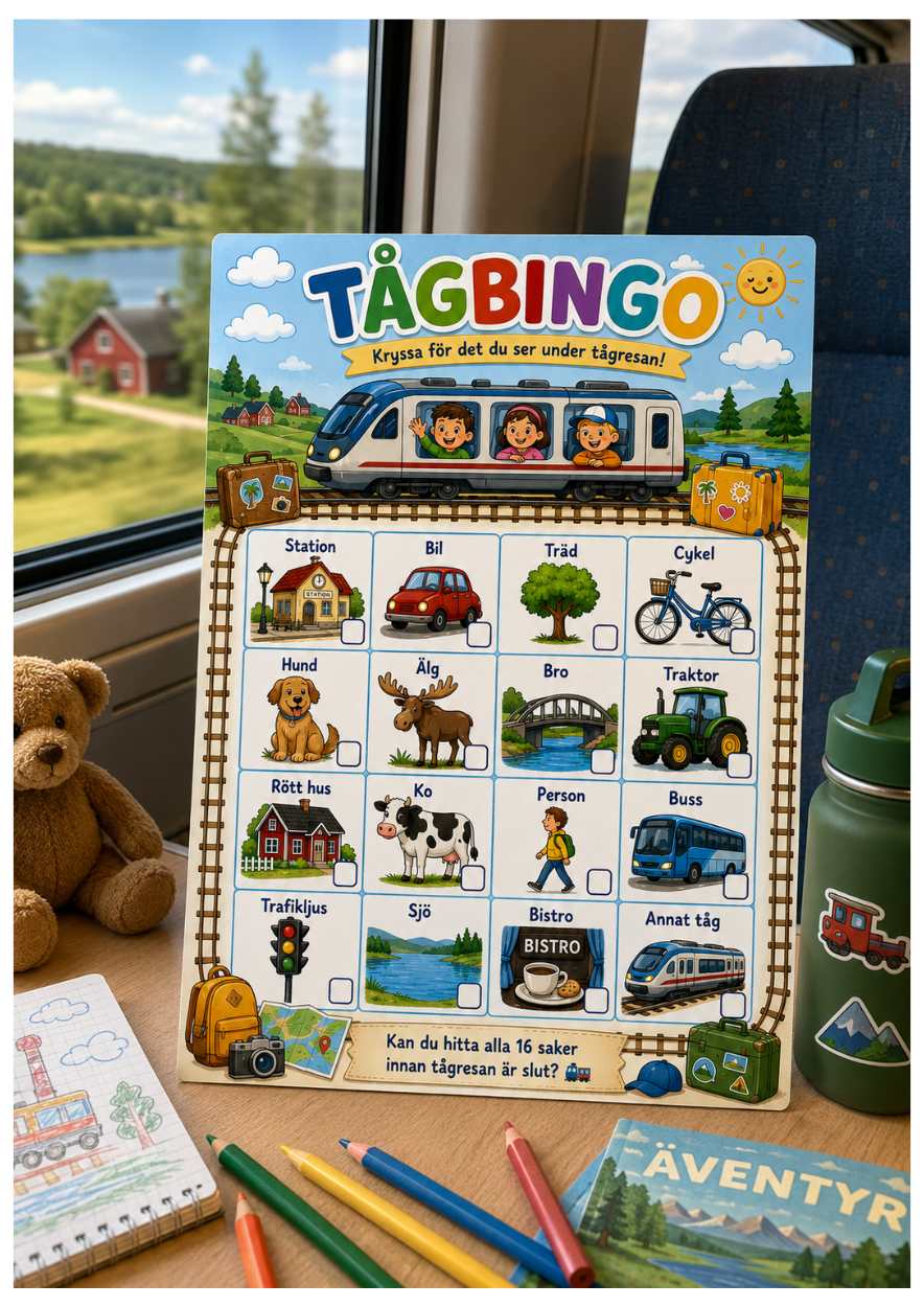 Tågbingo för barn – Rolig aktivitet på tågresan