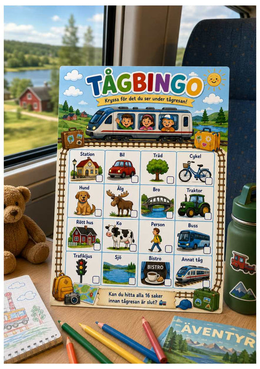Tågbingo för barn – Rolig aktivitet på tågresan