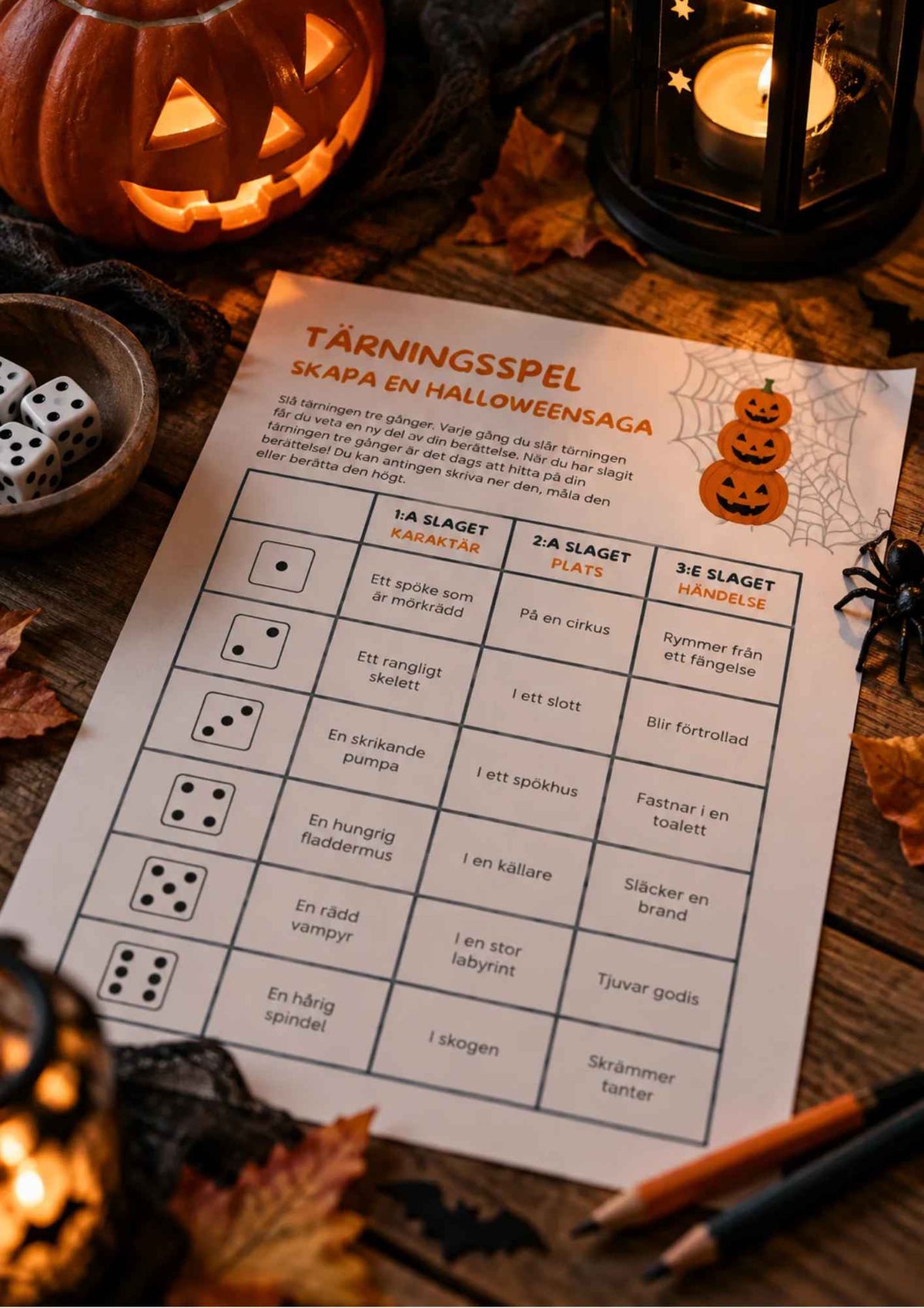 Skapa en Halloweensaga – ett roligt och kreativt tärningsspel för barn!