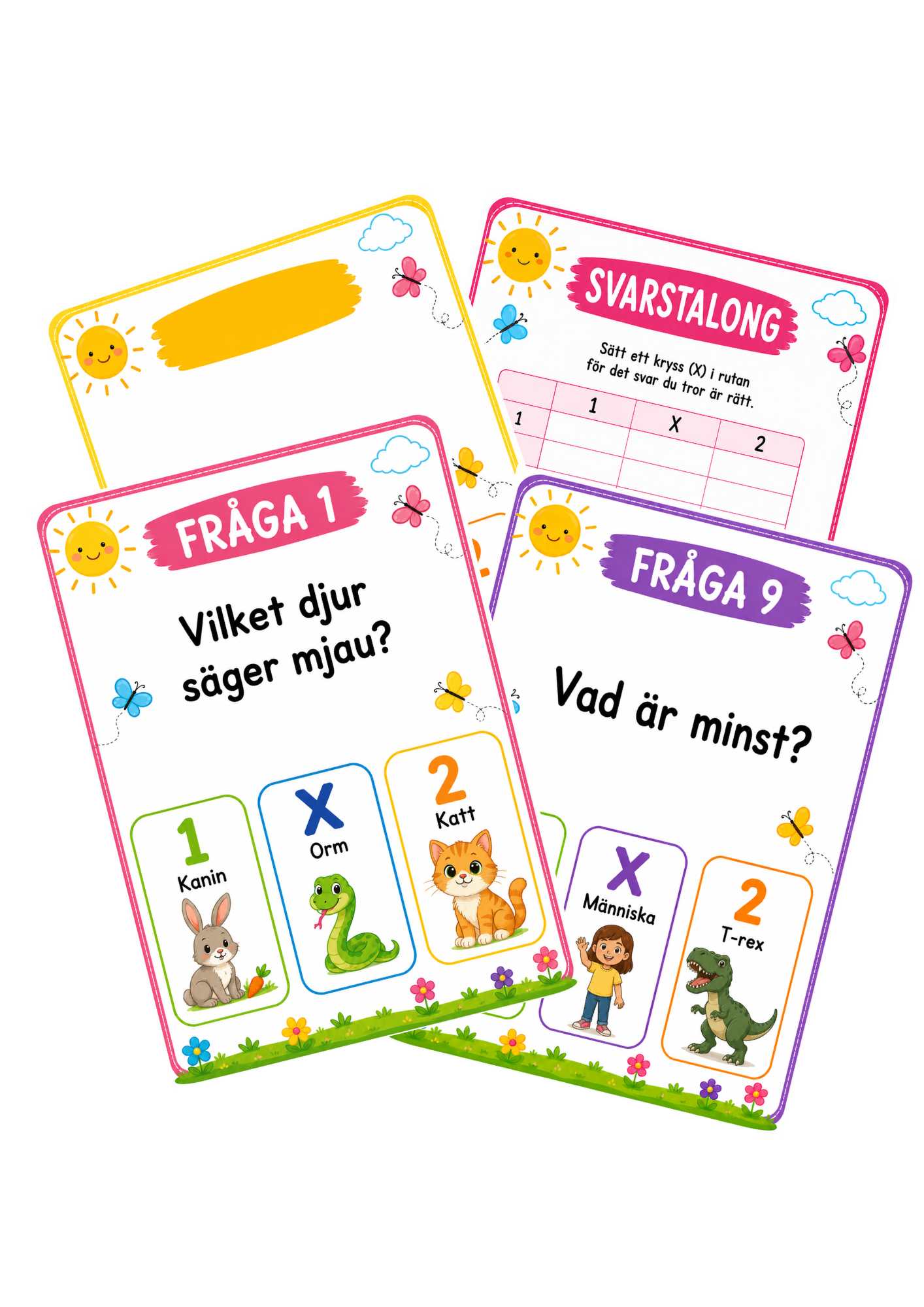 exempel på vad som ingår i Tipspromenad för yngre barn med 10 färdiga frågor och mall