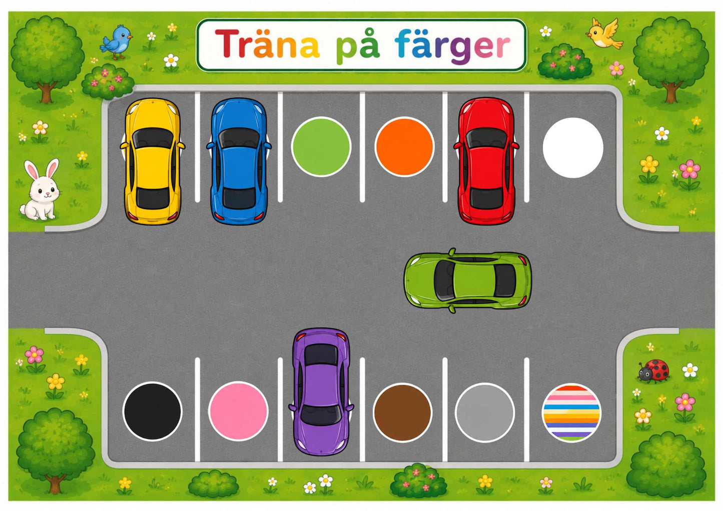parkering med färgglada bilar