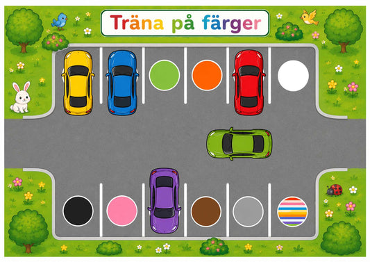 parkering med färgglada bilar