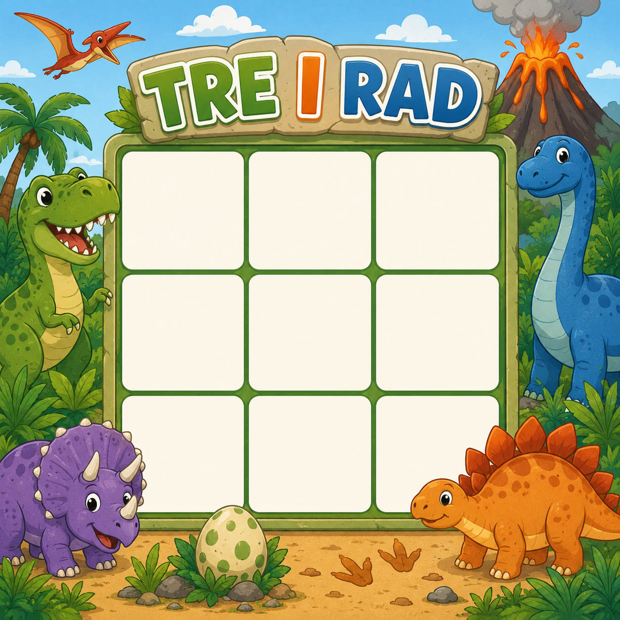 Tre i rad dinosaurier - Gratis