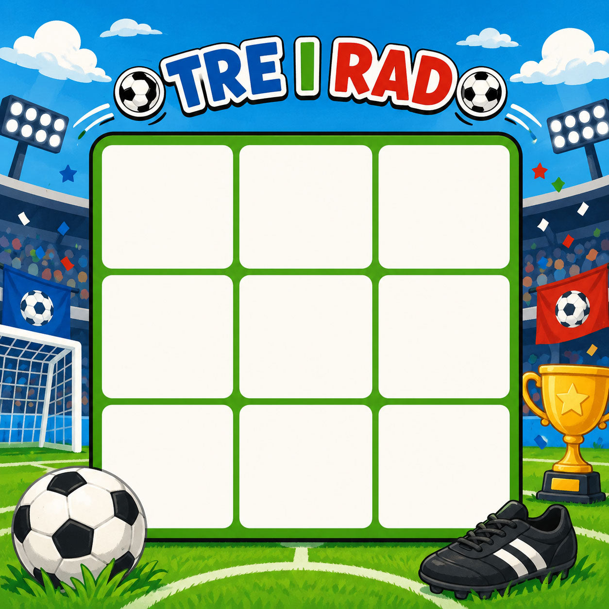 Tre i rad med fotbollstema - Gratis