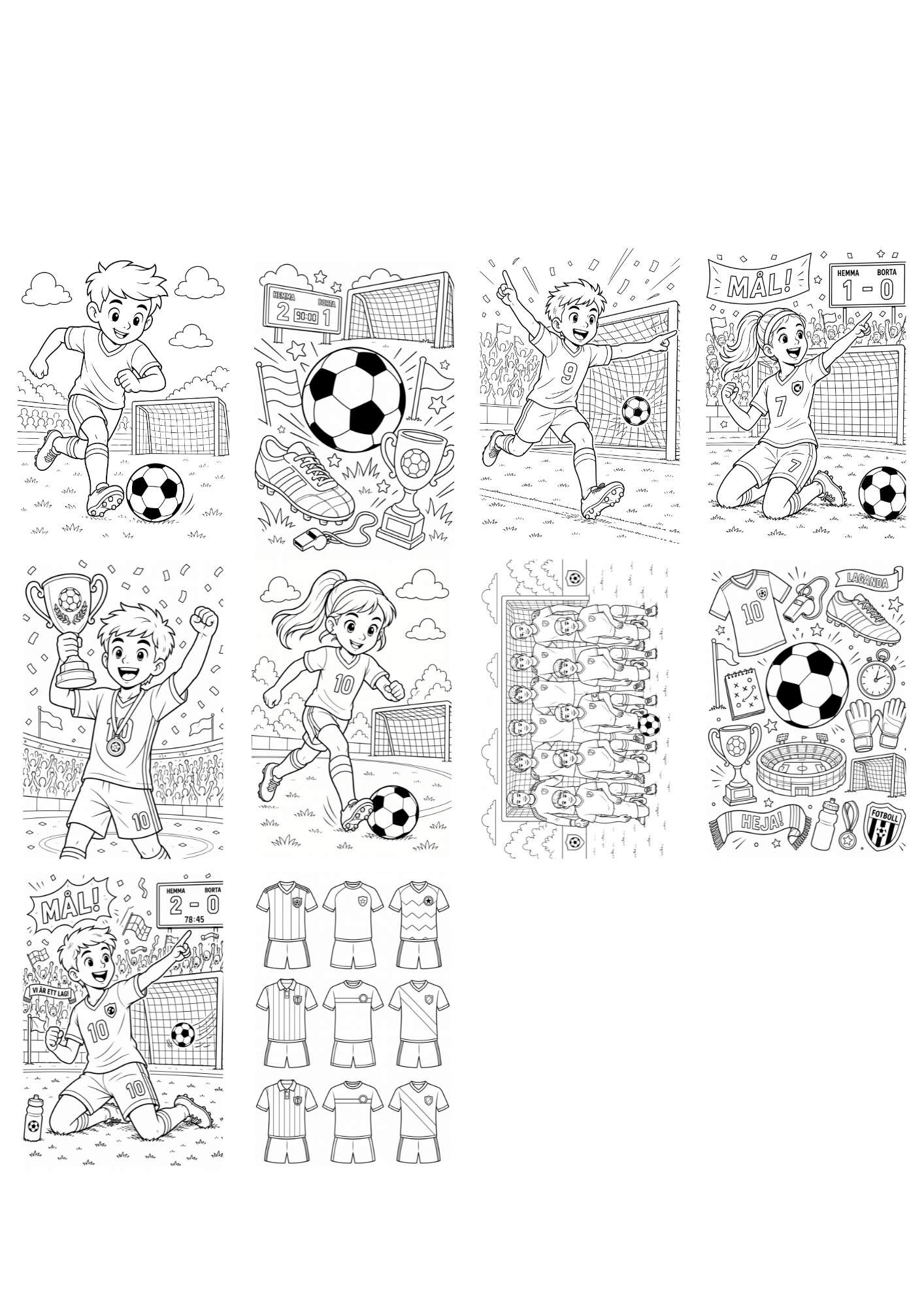 10 fotbollsbilder ingår i målarkitet