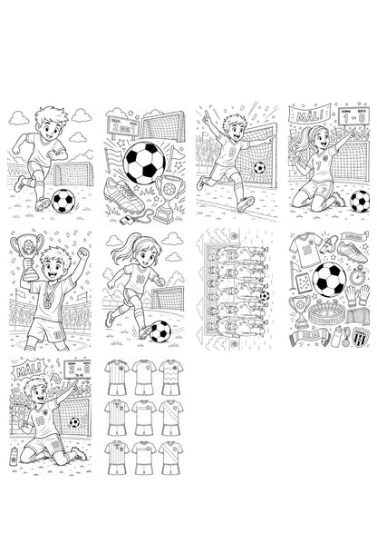 10 fotbollsbilder ingår i målarkitet