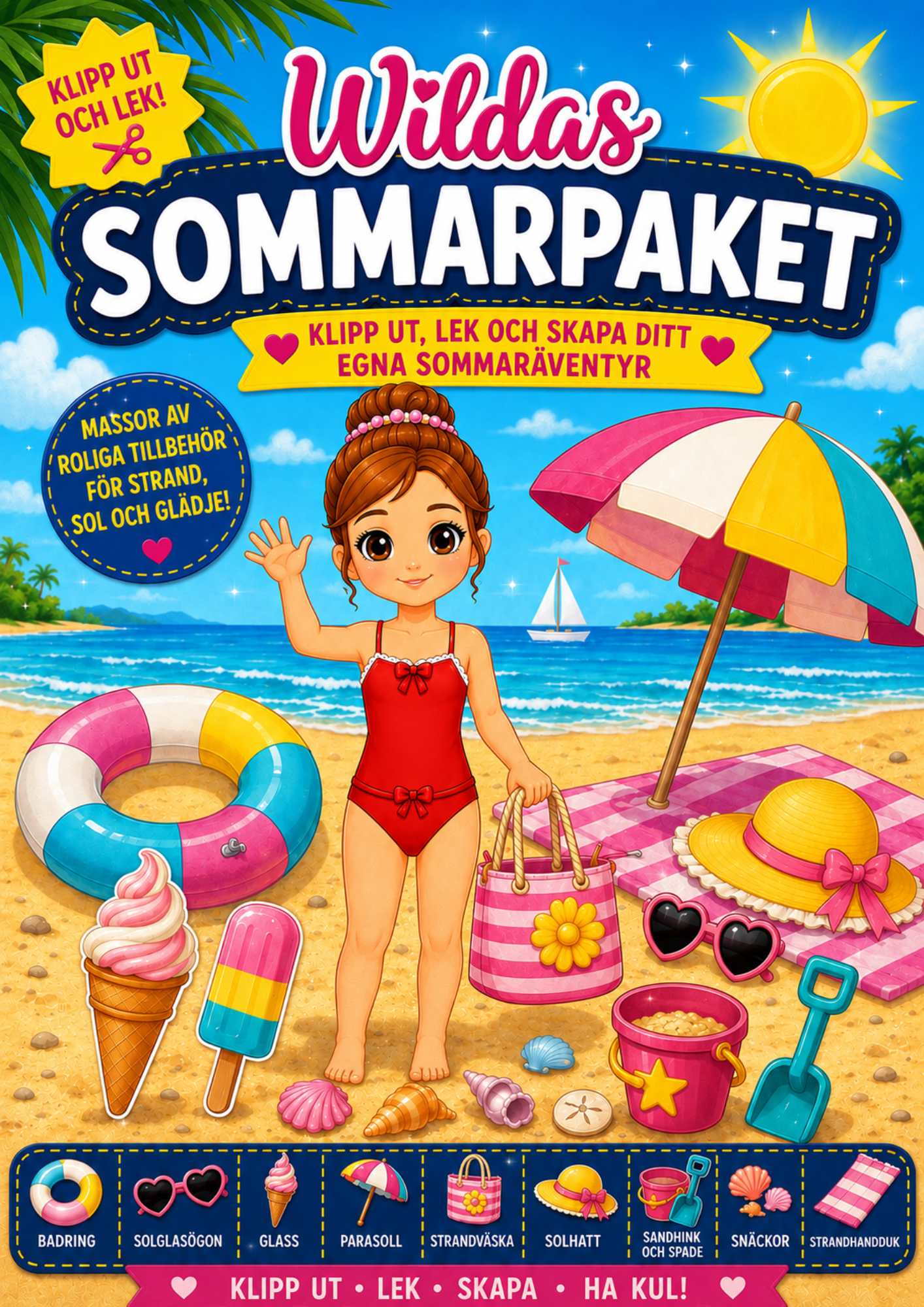 wildas sommarpaket med klippdockor och tillbehör för sommaren